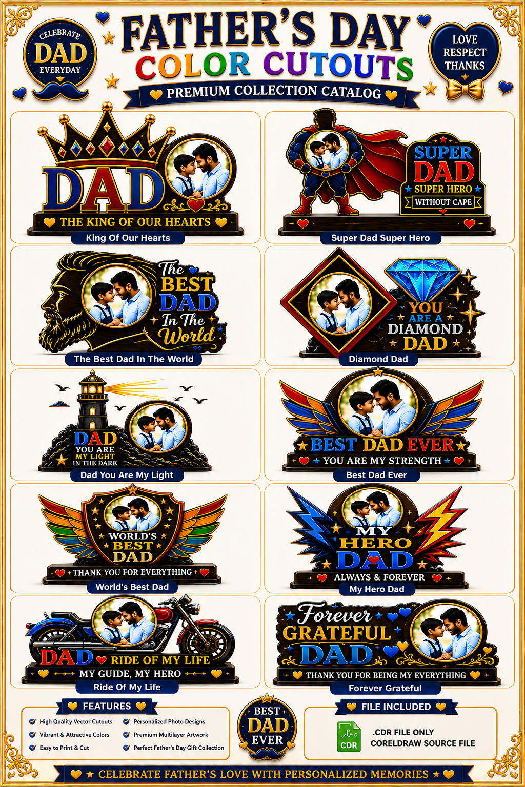 Father's Day Color Cutouts Premium Collection CDR Files