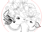 Cow Calf Floral Mandala Digital Laser Cut File CDR DXF AI SVG for MDF Acrylic CNC Glowforge