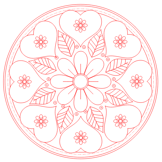 Heart Floral Rangoli Digital Laser Cut File CDR DXF AI SVG for MDF Acrylic CNC Glowforge