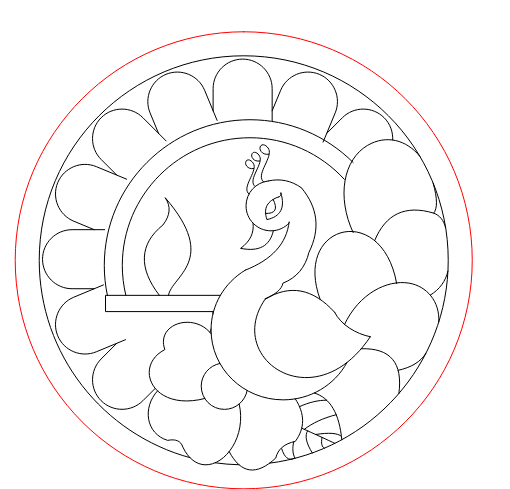 Peacock Floral Rangoli Laser Cut File CDR DXF AI SVG for MDF Acrylic CNC Glowforge