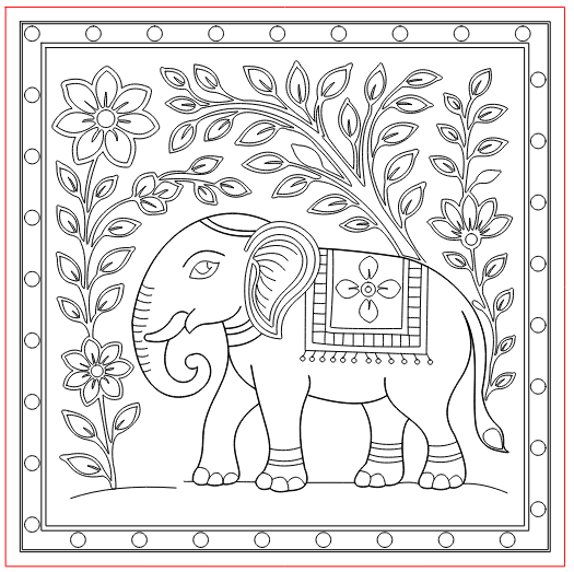 Elephant Floral Mandala Laser Cut File CDR DXF AI SVG for MDF Acrylic CNC Glowforge