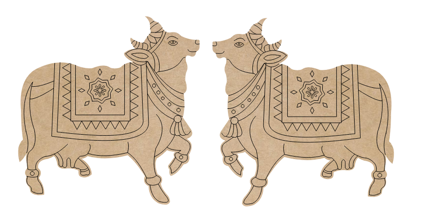 Traditional Cow Pair Laser Cut File CDR DXF for MDF Wall Decor CO₂ Laser
