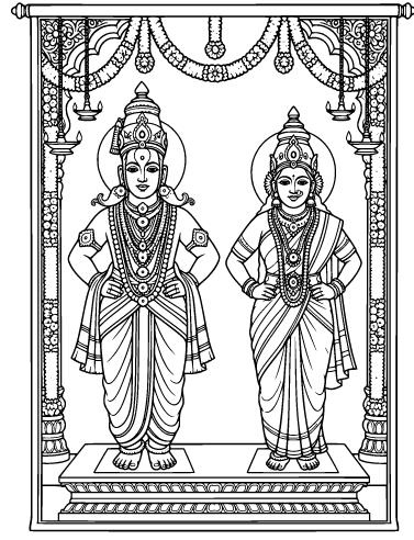 Lord Vitthal Rukmini CO2 Laser Engraving Design File in CDR and DXF Format